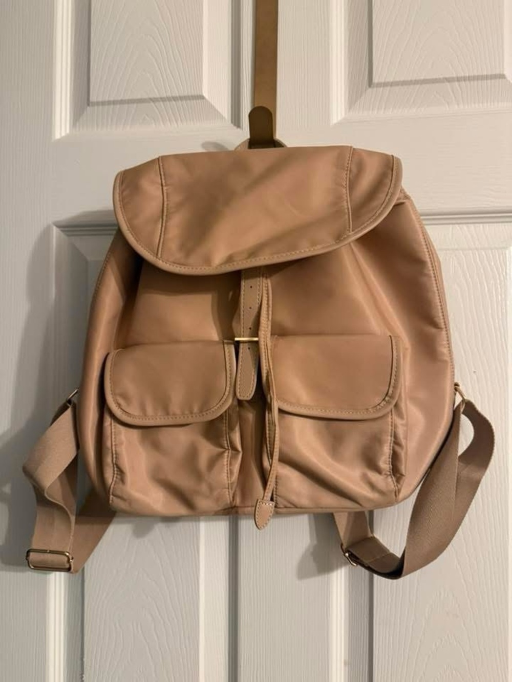 Year of Ours Blush Faux Leather Backpack with Front Pockets